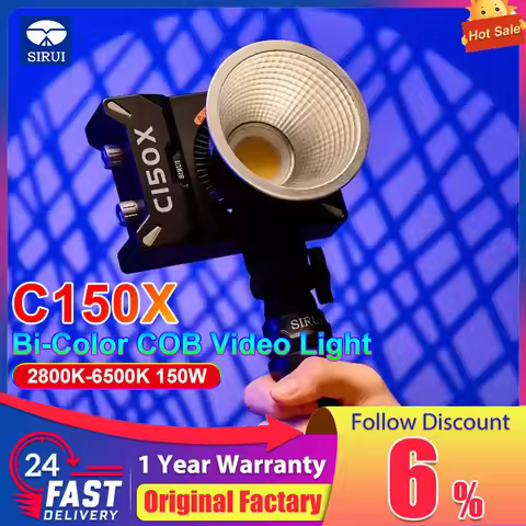 SIRUI C150X 150W LED COB Video Light Portable Photography Camera Light Bi-Color 2800K-6500K with Ref