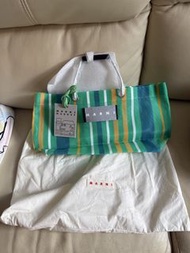 MARNI Market Striped Tote Bag