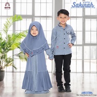 Baju Couple Muslim Keluarga Sarimbit Lebaran Terbaru 2023 Warna Biru