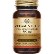 Solgar B12 (Cyanocobalamin) 500 µg  Vitaliti dan  Membantu    Sebotol 50 kapsul sayuran