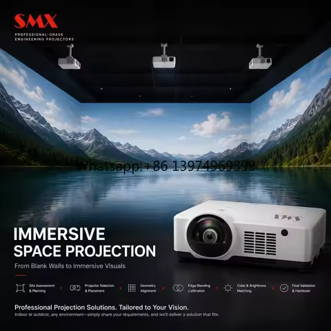 6000 ANSI Lumen WUXGA 3LCD Laser Projector Short Throw Built-In Speakers Short Distance 3D Hologram 