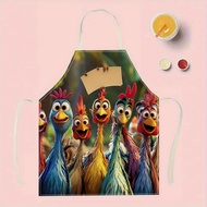 1Pc Chicken Huanyan 3D Pattern Linen Apron For Home Cooking, Kitchen Wear, And Cooking Enthusiasts