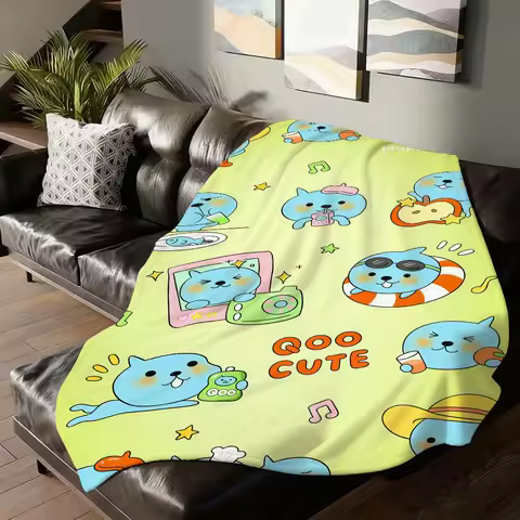 Cartoon cute Qoo Blanket For Sofa Office Bed Plane Travel Sleep Read Relax Camping Soft And Warm