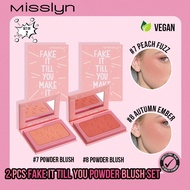 MISSLYN-2PCS Fake It Till You Powder Blush Set, FAKE IT TILL YOU MAKE IT Powder Blush,Matte Powder B