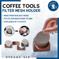 Steady Sip Wooden Holder Portafilter Mesh Holder Coffee Mesh Filter Screen Organiser Holder 51mm 53m