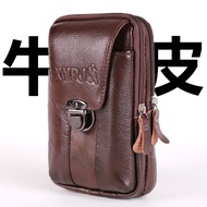 clutch bag men wallet for man Outdoor Construction Site Work 23cm Cowhide Mobile Phone Waist Bag