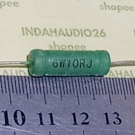 HIJAU 6W10RJ GREEN 10R 6W WIREWOUND RESISTORS 10r 6watt copper feet 10 ohm 6 watt resistor 10 ohm 6 