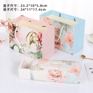 Pink Blue Color White Cardboard Drawer Baking Packaging Box Mooncake Cookies Biscuit Gift Box Snowfl