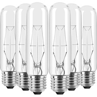 6-Pek Mentol Lampu Pijar Tiub Jernih T10 40 Watt, Mentol Pameran Gaya Vintage, Lampu Pameran, 2700K 