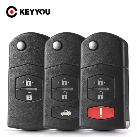 KEYYOU 1PCS NEW 2/3/4 Buttons Remote Key Case Fob Shell Flip Folding For Mazda 2 3 5 6 M6 MX5 CX5 CX