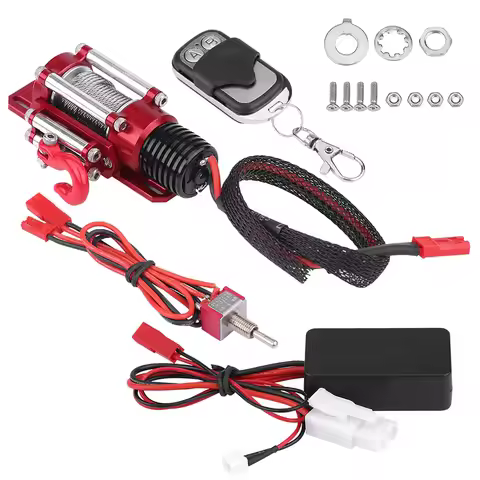 RC Car Winch 1/10 Scale RC Model Vehicle Crawler Car Accessory Metal Winch With Remote Controller RC