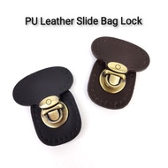 PU Leather Handstitch Slide Type Bag Lock