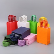 Color Series Kraft Paper Bag Takeaway Packaging Portable Paper Bag Rectangular Gift Paper Bag Candy Color Multicolored Shopping Bag