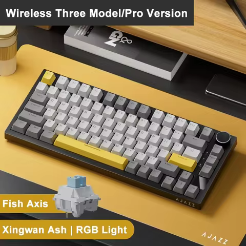 Ajazz AK820 Black / AK820Pro Tri-Mode Gaming Mechanical Keyboard Bluetooth/2.4G/Wired Customizable K