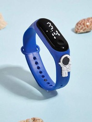 兒童手錶 M3藍 LED運動太空人觸控螢幕時尚電子手錶 1入組