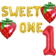 (SG SELLER) 1st Birthday Party Decoration, Strawberry First Birthday Decor Set Happy Birthday Fruity