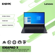 EasyPC | Lenovo IdeaPad 3 17.3" Ryzen 5 5500U/8GB/512GB SSD/Radeon 7 Graphics/Win10 Abyss Blue PS