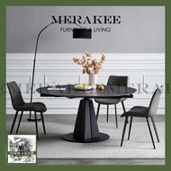 MERAKEE Customized Extendable Turning Round Marble Like Sintered Stone Dining Table Dining Room Furniture F36