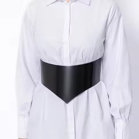 Women's Fashion Leather Wide Waist Belt Goth Punk Belt Female Valentine's Day Gift Party Outfit Ling