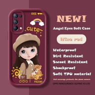 For OPPO Reno5 4G Reno5 Pro 5G Reno5 F Reno4 Pro 5G Reno4 Z 5G Reno4 F New Case Cute Cartoon Brown Girl Silicone Soft TPU Cover Full Camera Lens Protect Shockproof Phone Casing