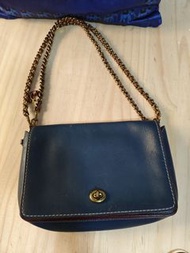 Coach 藍色真皮鏈條包