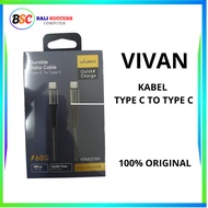 Original VIVAN Type-C To Type-C 60W Data Cable Charger Cable tablet/hp Laptop/ Android