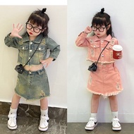 BG711- PINK BLUE BEEF CROP SHIRT FOR GIRLS