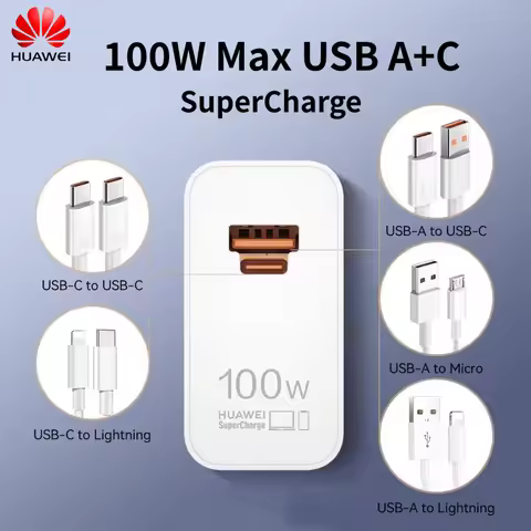 Huawei Mate 70 60 Pro+ Fast Charger 100W Max EU/US SuperCharge PD/QC 3.0 Quick Charge 6A 1/1.5/2M Ty