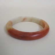 Nephrite Burmese Jade Bracelet Inner Ring Size 61.6mm Width 11.9mm White Milk Honey Color Beautiful