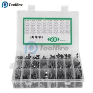 500 Pcs 24 Values 0.1uF-1000u Electrolytic Capacitor Mixed DIP Electrolyte Capacitors 16V-50V Alumin