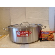 Zebra Vitalux 40cm Stock Pot 18 Liter Stainless Steel Flat Pot 171320
