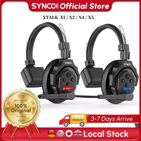 SYNCO XTALK X2 X5 2.4G Wireless Intercom Headset System 2-Person 350M 1148FT 24H Working Time Noise 