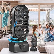 ACEDIS Tower Fan Oscillating Fan, 11'' Portable Small Desk Fan with Stepless Speed, 120° Oscillation, Battery Table Fan, 10000 mAh Rechargeable USB Oscillating Fan for Bedroom, Office and Outdoor