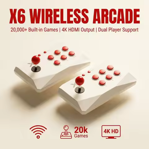 X6KT Retro Video Game Console 2.4G Wireless Lite Double Rocker 4K HD Game Stick 64GB 20000 Games for