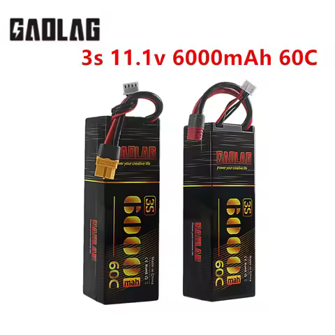 3S Lipo Battery 11.1V 6000mAh 60C with XT60 T Plug For RC Car Boat Vehicle Rally Truck Tank Truggy B