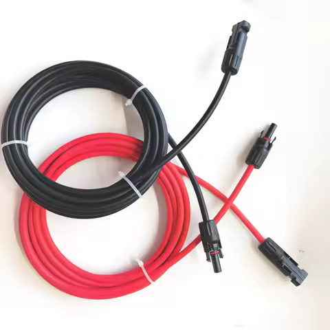Solar Panel Cable Wire Extension PV Cable DC Rated 4mm² 6mm² 12AWG 10AWG with Solar Connectors Plugs