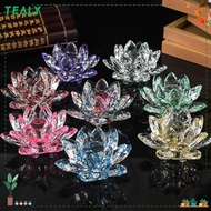 TEALY Crystal Lotus Flower Figurine, 120mm Paperweight Table Ornaments Lotus Flower Ornament,  Lotus