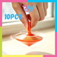 Gift Set Of 10pcs Wooden Mini Spining Tops Top Colorful Rotating Multicolour Kids Toy Educational