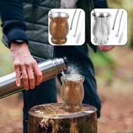 8oz Yerba Mate Cup Stainless Steel Mate Tea Cup Set with Straw Brush Straw Spoon Flat Straw and Lid 