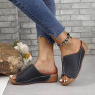 Outer Wear Women's Shoes Comfortable Wedge Heel Slippers Simple Large Size 224 Sandals Women E6PN