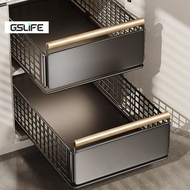 GSlife Foldable Pull-out Basket Rack Adjustable Kitchen Storage Rack Rak Dapur