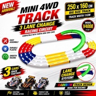 Mini 4WD Track 3 Lane Change Track Rainbow Circuit Big Size 250x160cm | Compatible Tamiya Car | Raci