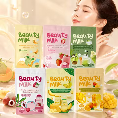 Marine Collagen Peptides Drink Mix, 180g 10 Sachets, Melon Matcha Mango Lychee Flavors, Hair Skin Na