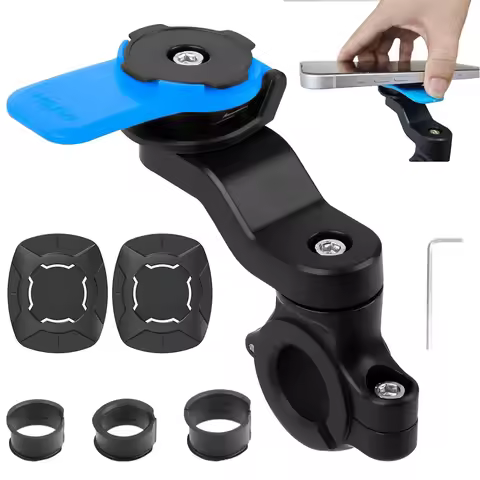 Quick Release Motorcycle Phone Holder, Anti Vibration Handlebar Cell Phone Mount, Quad Lock Compatib