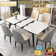 【High Quality】Dining Table Set Sintered Stone Table Set Extendable Marble Table Foldable Friction Resistant