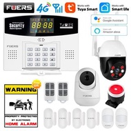 Fuers Tuya Smart WIFI 4G 2G GSM Alarm System Burglar Alarm 433MHZ Wireless Wired Security Zone Link 
