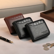 Men's Stone Texture Organ Wallet with Multi-Card Slots & Zipper Coin Pouch, Large Capacity