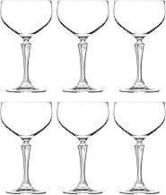 Champagne Crystal Glasses, Flute, Saucer, Belle Coupe, Set of 6 Glasses, Glass is Clear with Designe