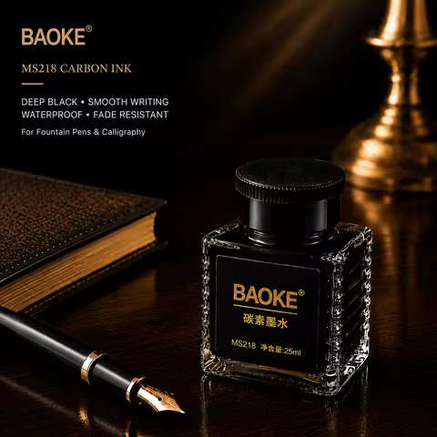 BAOKE MS218 Carbon Ink 25ml Waterproof Fountain Pen Ink Deep Black Archival Ink Smooth Writing Offic