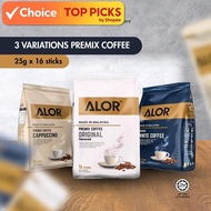 Alor 3 in 1 Instant Premix Coffee White Coffee Original Cappuccino Sachets